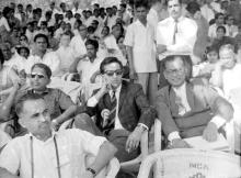 Nawab of Pataudi, Mansoor Ali Khan with Prof B. Sengupto at the Third Inter-IIT Sports Meet, 1964