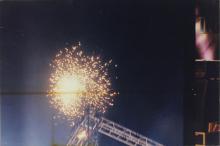 Fireworks in the night sky during Saarang, 2005