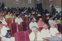 Audience members view the inauguration ceremony, Saarang 2005