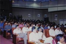 Audience members view the inauguration ceremony, Saarang 2005