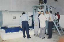 Prof. M. S. Ananth and others taking a look at equipment, 2003