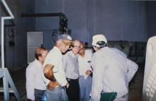 Prof. M. S. Ananth and others taking a look at equipment, 2003