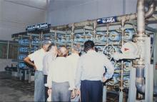 Prof. M. S. Ananth and others taking a look at equipment, 2003