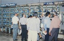 Prof. M. S. Ananth and others taking a look at equipment, 2003