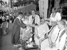 C. Rajagopalachari gives away a degree to a student, 1967