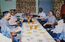 Prof. M. S. Ananth having refreshments with others, 2003