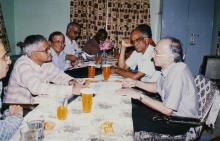 Prof. M. S. Ananth having refreshments with others, 2003