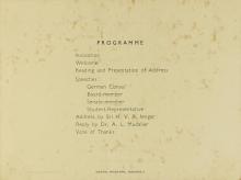 Invitation (back) to the farewell function for Dr. A. Lakshmanaswami Mudaliar