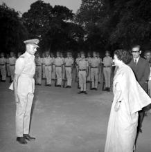 Mrs. Indira Gandhi inspects the guard of honour