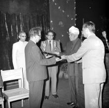 Dr. A. L. Mudaliar presents a memento to Prof. B. Sengupto, 1967