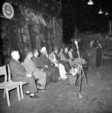 A gentleman addresses the audience at Prof. Sengupto’s farewell function, 1967