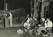 Dr. Karl Pfauter addressing the gathering at the Ninth Institute Day celebrations at the Open Air Theatre, 1968