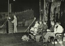 Dr. Karl Pfauter addressing the gathering at the Ninth Institute Day celebrations at the Open Air Theatre, 1968