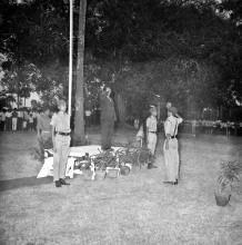 Prof. B. Sengupto salutes a cadet before his farewell function, 1967
