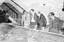 Prof. B. Sengupto shows visitors the 3D plan of IIT Madras