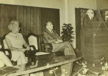 Dr. Emil Lehnartz addresses the audience, 1968 