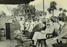 A member of the German Delegation addresses the audience at the MEMH Laboratory foundation stone laying ceremony
