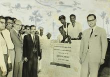 Dr. G. Kerckhoff and Prof. A. Ramachandran with other faculty/staff members at the MEMH Lab (Machine Elements and Mechanical Handling Laboratory) foundation stone laying ceremony