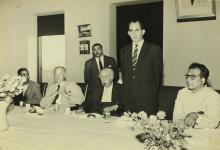 A gentleman delivers a speech at the lunch table during the visit of H. E. Theodor Heuss to IIT Madras on 17 November 1960