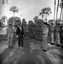 The chief guest of the eighth convocation, Prof. M. G. K. Menon, inspects the guard of honour