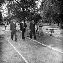 The chief guest of the eighth convocation, Prof. M. G. K. Menon, arrives at the Institute