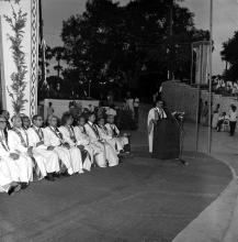 The chief guest of the eighth convocation, Prof. M. G. K. Menon delivers the convocation address