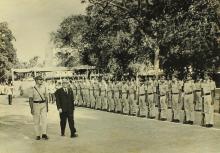 Dr. S. Bhagavantam inspects the guard of honour along with Lt. Col. S. Subramanyam