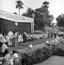 A graduate receives his degree from Prof. A. Ramachandran