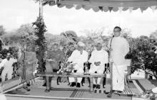 Prof. B. Sengupto speaks at the inauguration of the Central School building, 1965