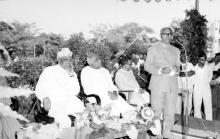 Mr. M. K. Natarajan speaks at the inauguration of the Central School building, 1965