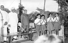 Students praying at the inauguration of the Central School building at IIT Madras, 1965
