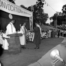 A graduate receives his degree from Prof. A. Ramachandran 