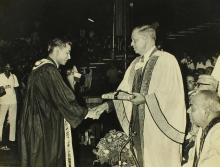 A student receives an award from Mr. H. V. R. Iengar (Chairman, Board of Governors)