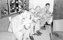 German guests enjoying tender coconut water, 1963