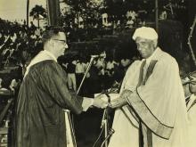 Mr. S. Pasupathy receives the Siemens Prize from Sir C. V. Raman