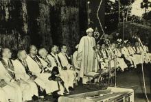 Sir C.V. Raman addresses the audience at the third convocation