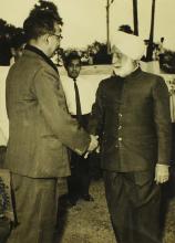 Sardar Ujjal Singh is received by Prof. B. Sengupto, 1967