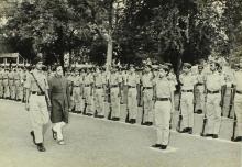 Dr. Vikram A. Sarabhai inspecting the guard of honour, 1968