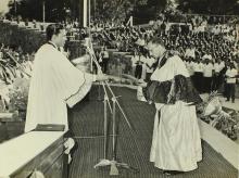 Prof. A. Ramachandran presenting the degree certificate to a Ph.D. candidate, 1968