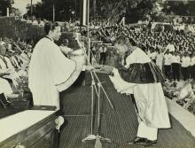 Prof. A. Ramachandran presenting a Ph.D. certificate to a scholar, 1968