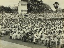 A view of the audience at the Open Air Theatre during the fifth convocation, 1968