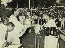 Prof. A. Ramachandran presenting a Ph.D. certificate to a scholar, 1968