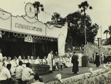 Prof. A. Ramachandran presenting the degree certificate to a graduand who appears to be receiving a B. Tech. or M. Sc. Degree, 1968