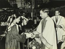Ms. M. A. Vedavalli receives her degree from Dr. Vikram A. Sarabhai, 1968