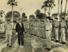 The chief guest of the eighth convocation, Prof. M. G. K. Menon, inspects the guard of honour