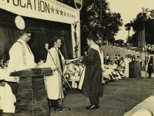 A graduate receives his degree from Prof. A. Ramachandran 