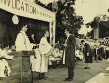 A graduate receives his degree from Prof. A. Ramachandran 