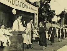 A graduate receives his degree from Prof. A. Ramachandran 