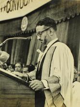 The chief guest of the eighth convocation, Prof. M. G. K. Menon delivers the convocation address