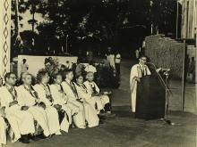 The chief guest of the eighth convocation, Prof. M. G. K. Menon delivers the convocation address